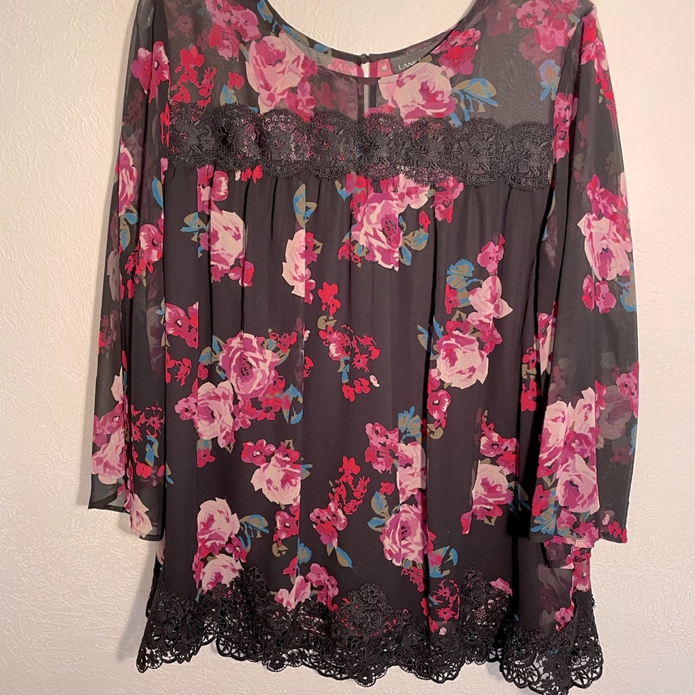 Lane Bryant size 20 sheer fully lined floral blouse